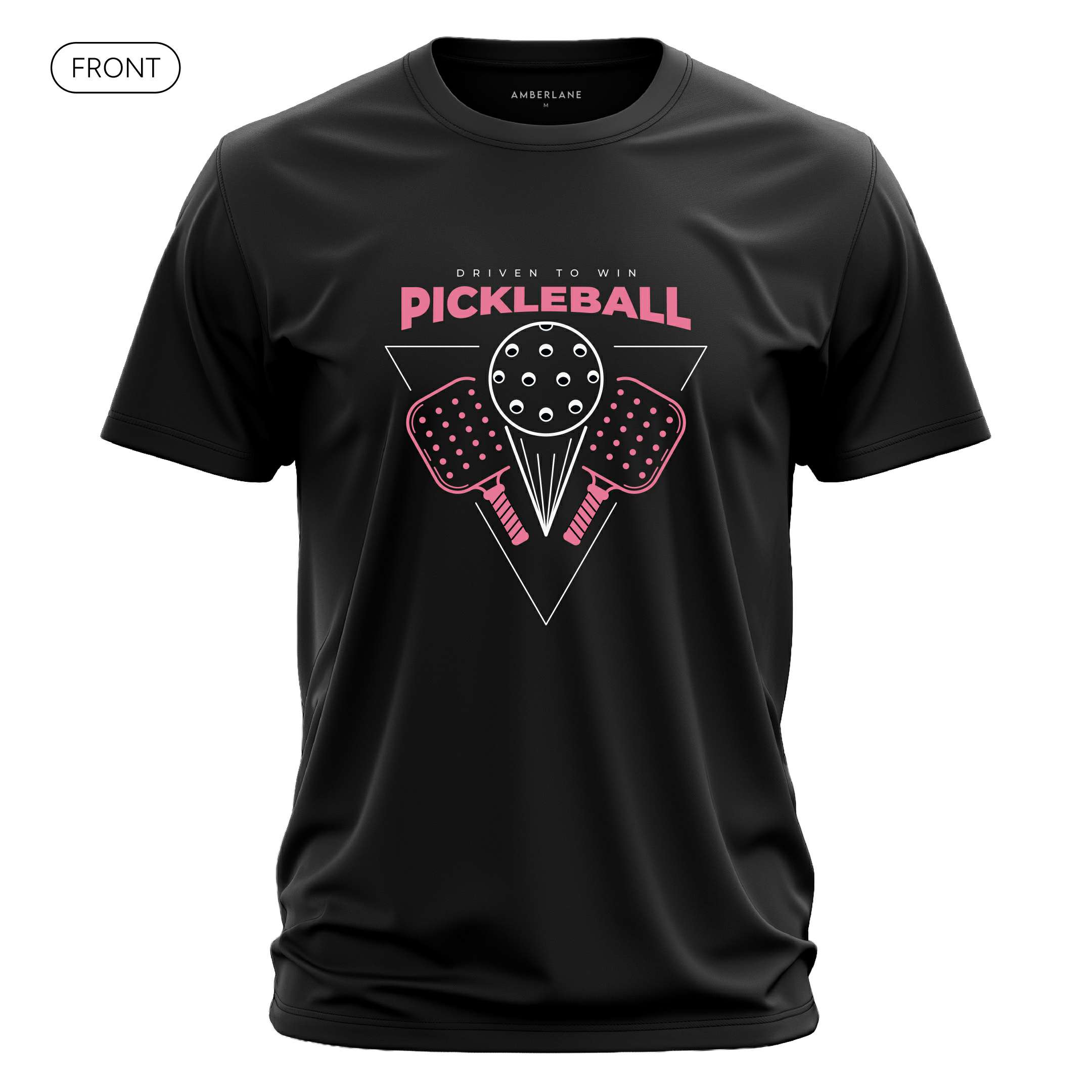 DrivenToWinPKLBL_DriFitTee_Front_Black_Mockup