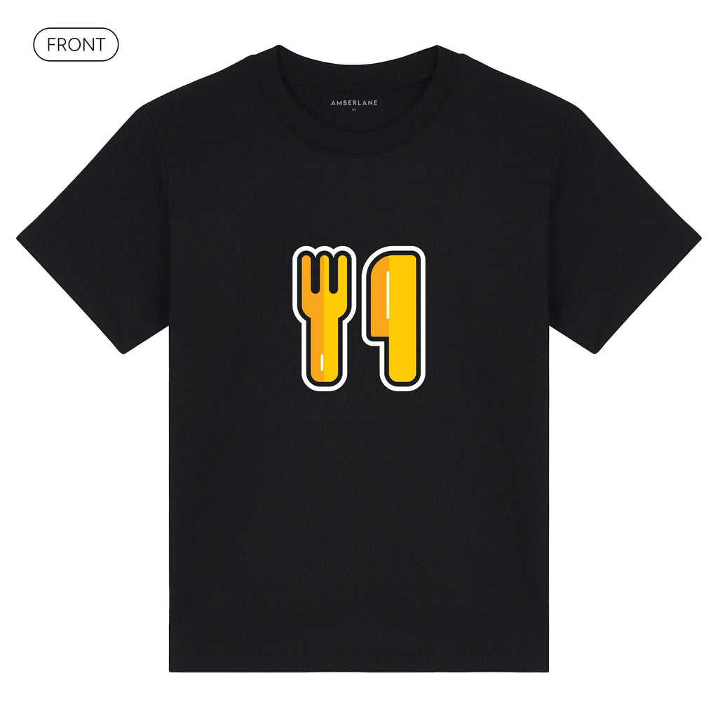 ForkKnife_KidsBasicTee_Front_Black_Mockup
