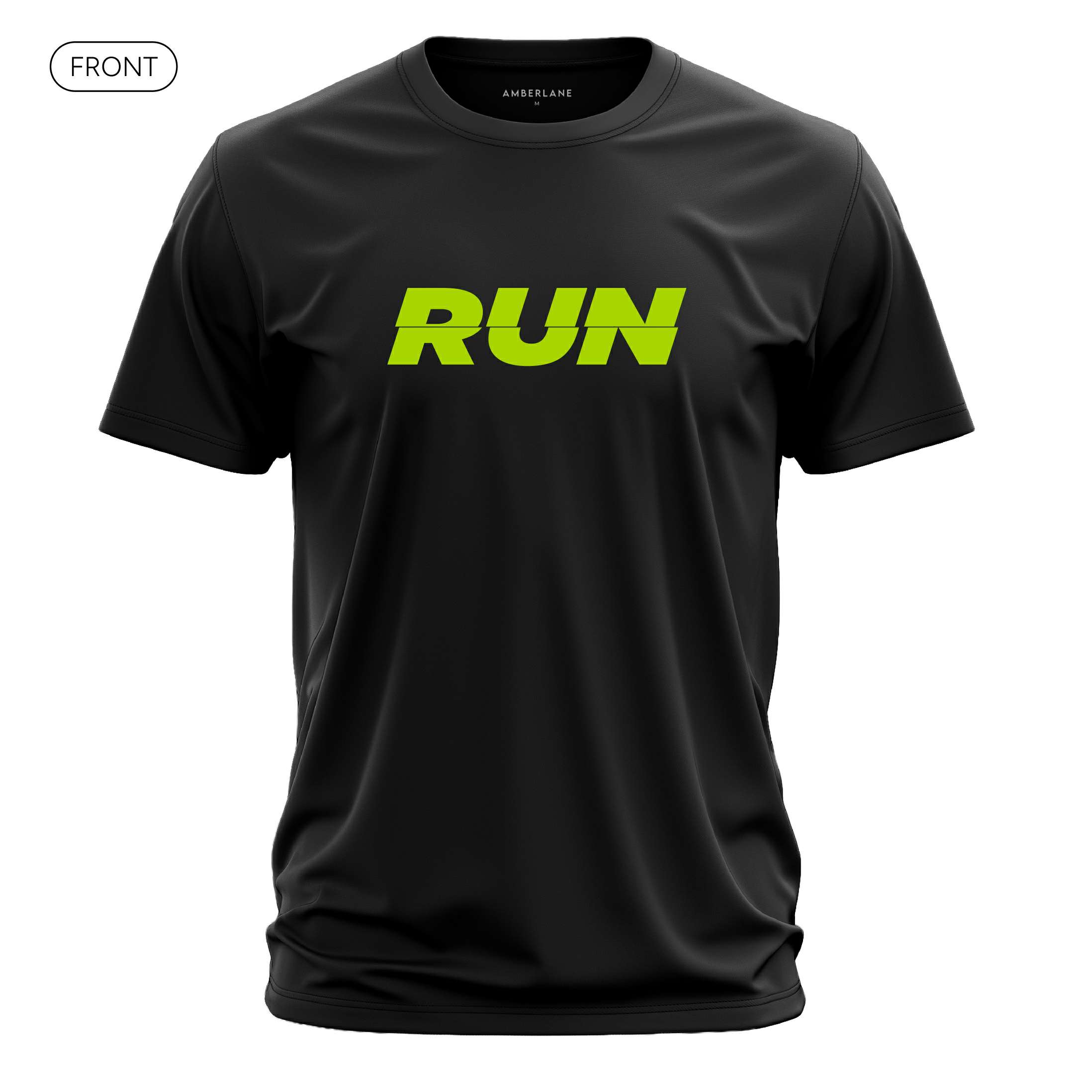 GreenRun_DriFitTee_Front_Black_Mockup