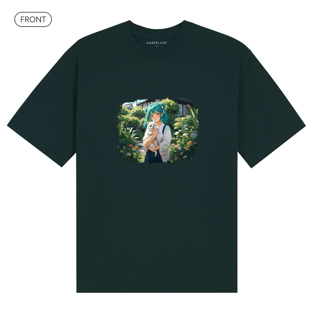 Hirai_BasicOversizedTee_Front_Dark Green_Mockup