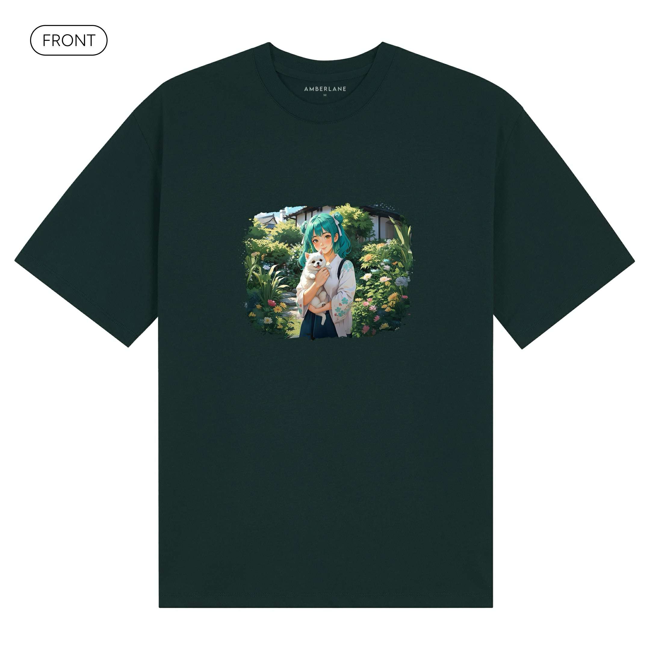 Hirai_BasicOversizedTee_Front_Dark Green_Mockup
