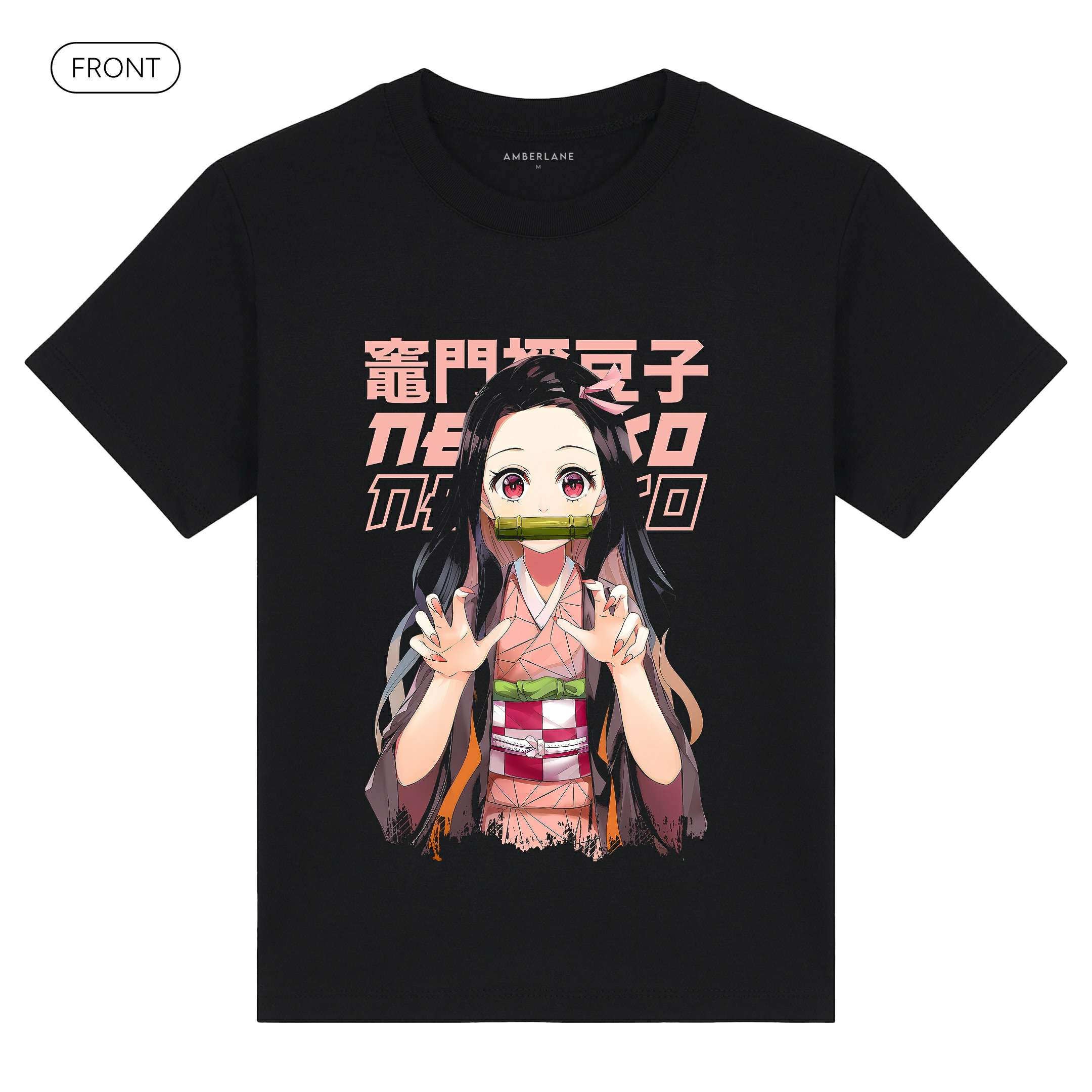 Nezuko_KidsBasicTee_Front_Black_Mockup