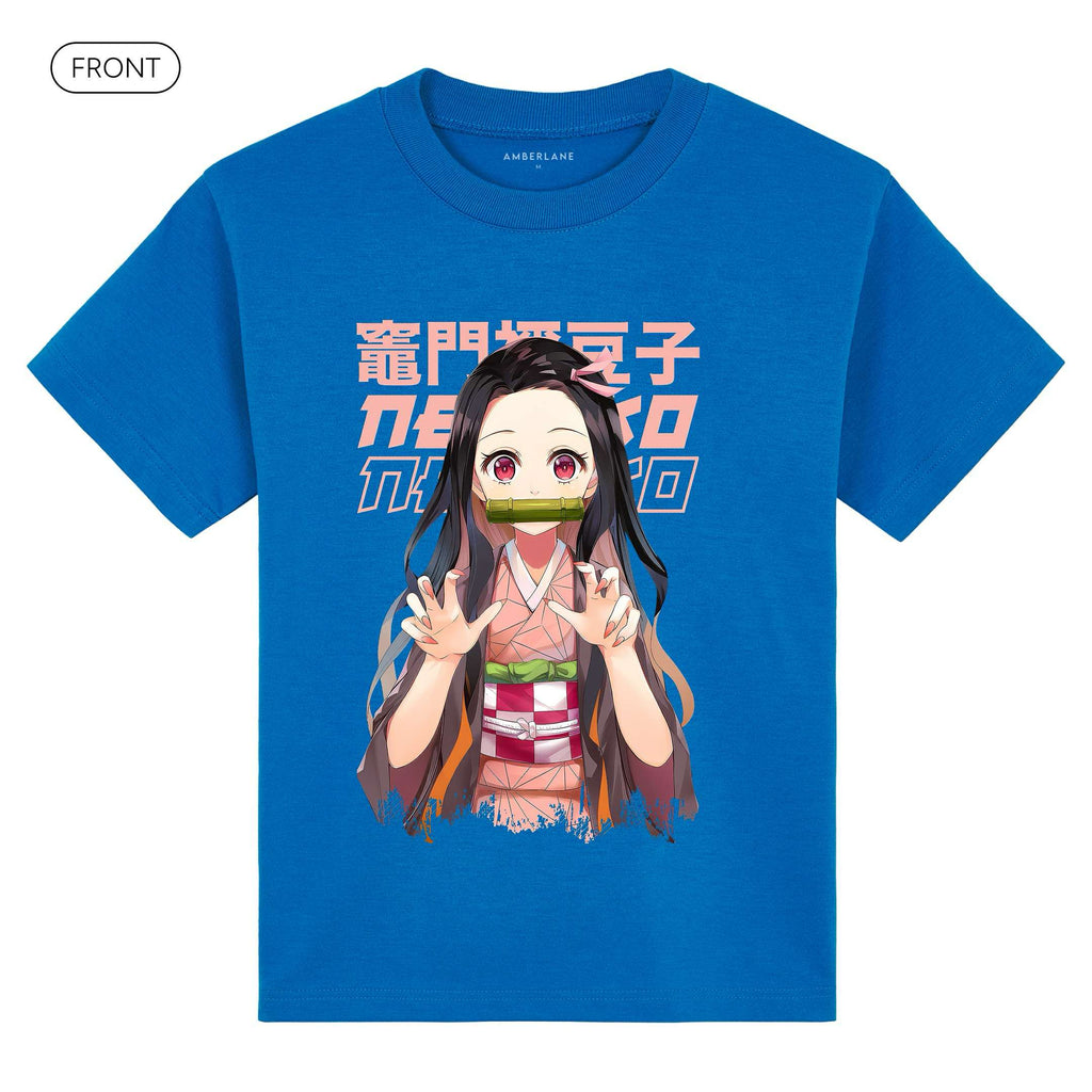 Nezuko_KidsBasicTee_Front_Blue_Mockup