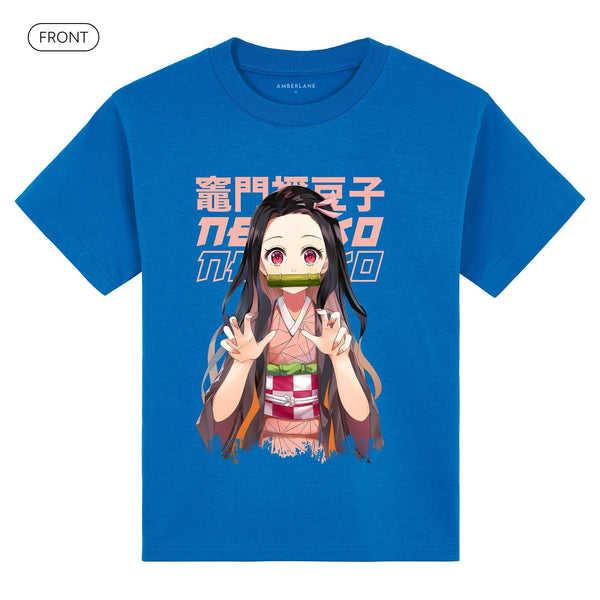 Nezuko_KidsBasicTee_Front_Blue_Mockup