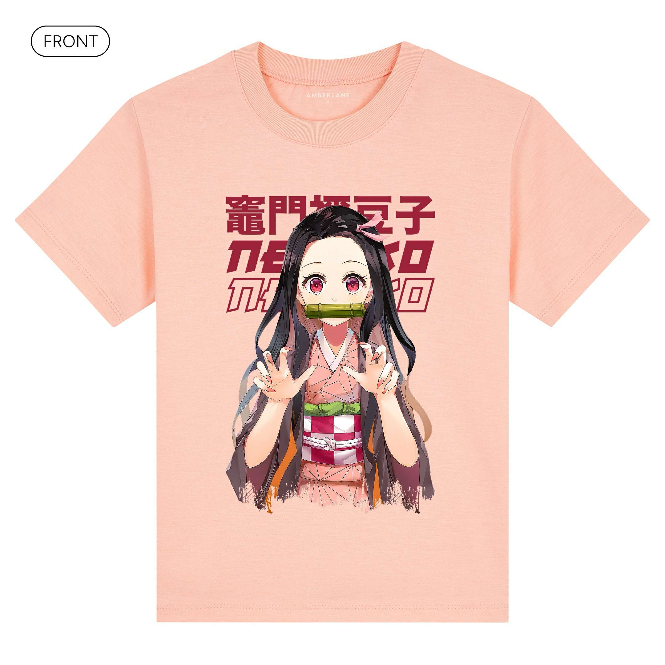 Nezuko_KidsBasicTee_Front_Peach_Mockup