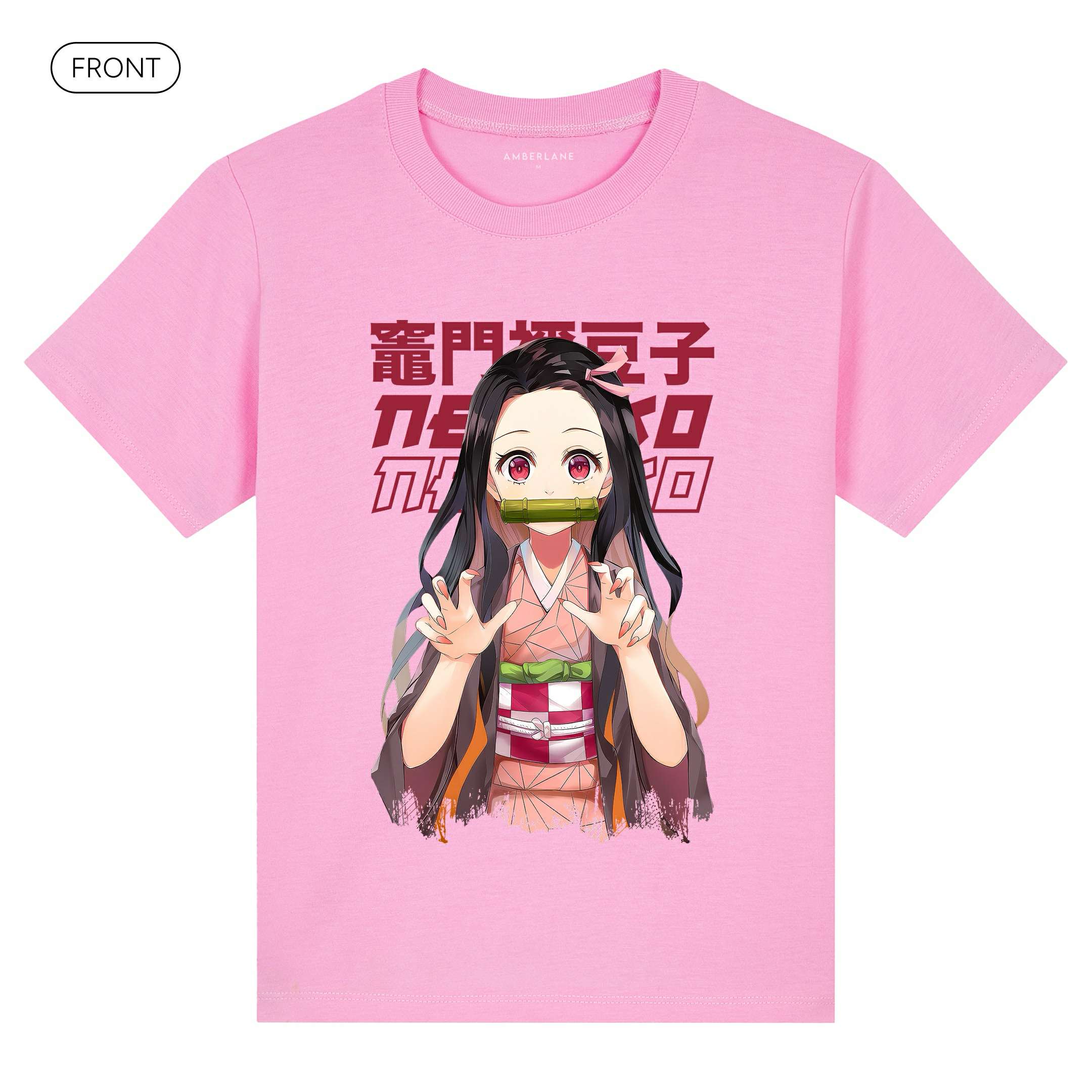 Nezuko_KidsBasicTee_Front_Pink_Mockup