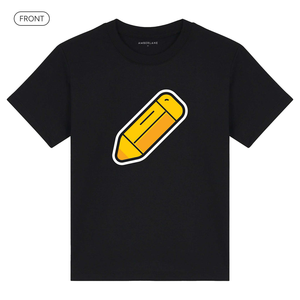 Pencil_KidsBasicTee_Front_Black_Mockup