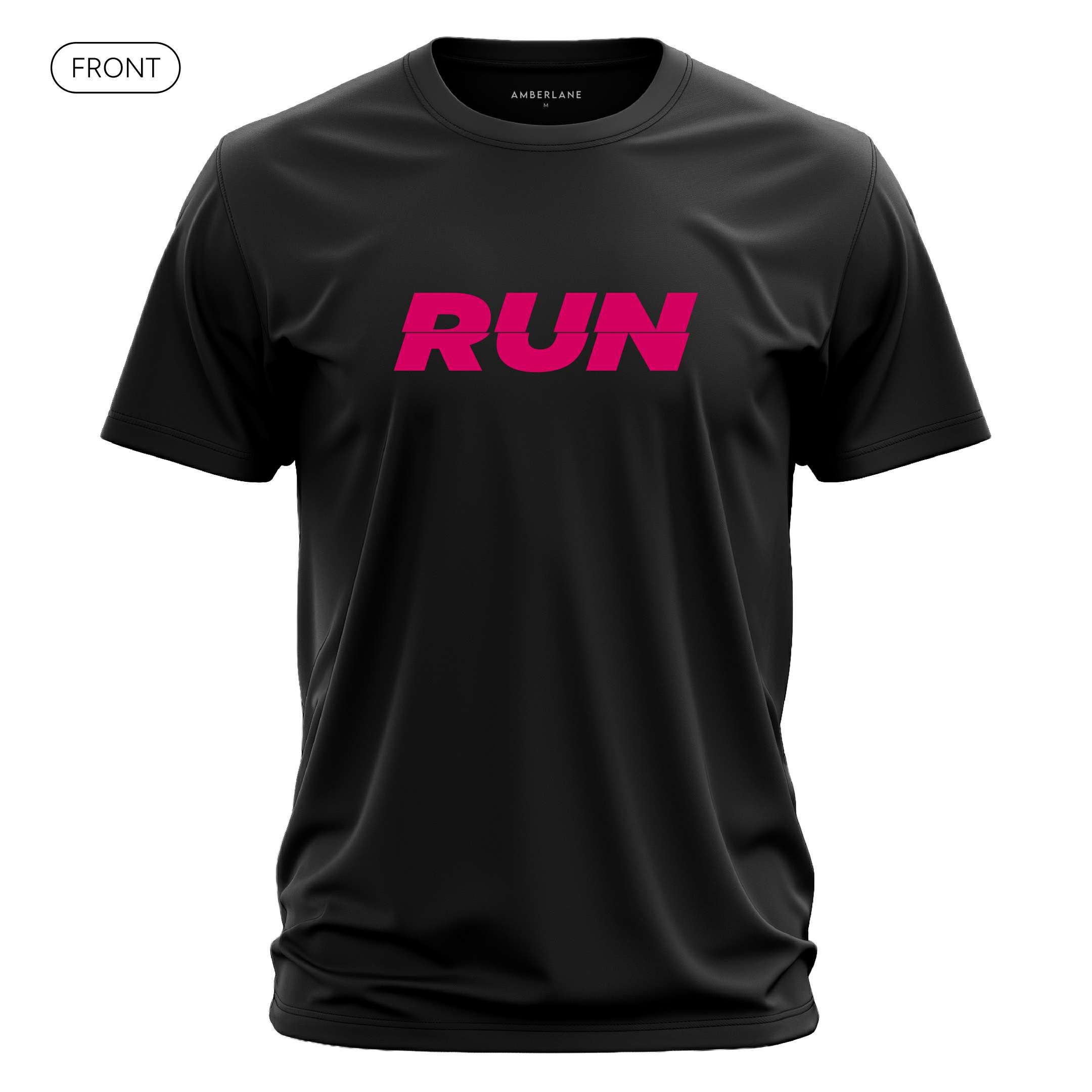 PinkRun_DriFitTee_Front_Black_Mockup