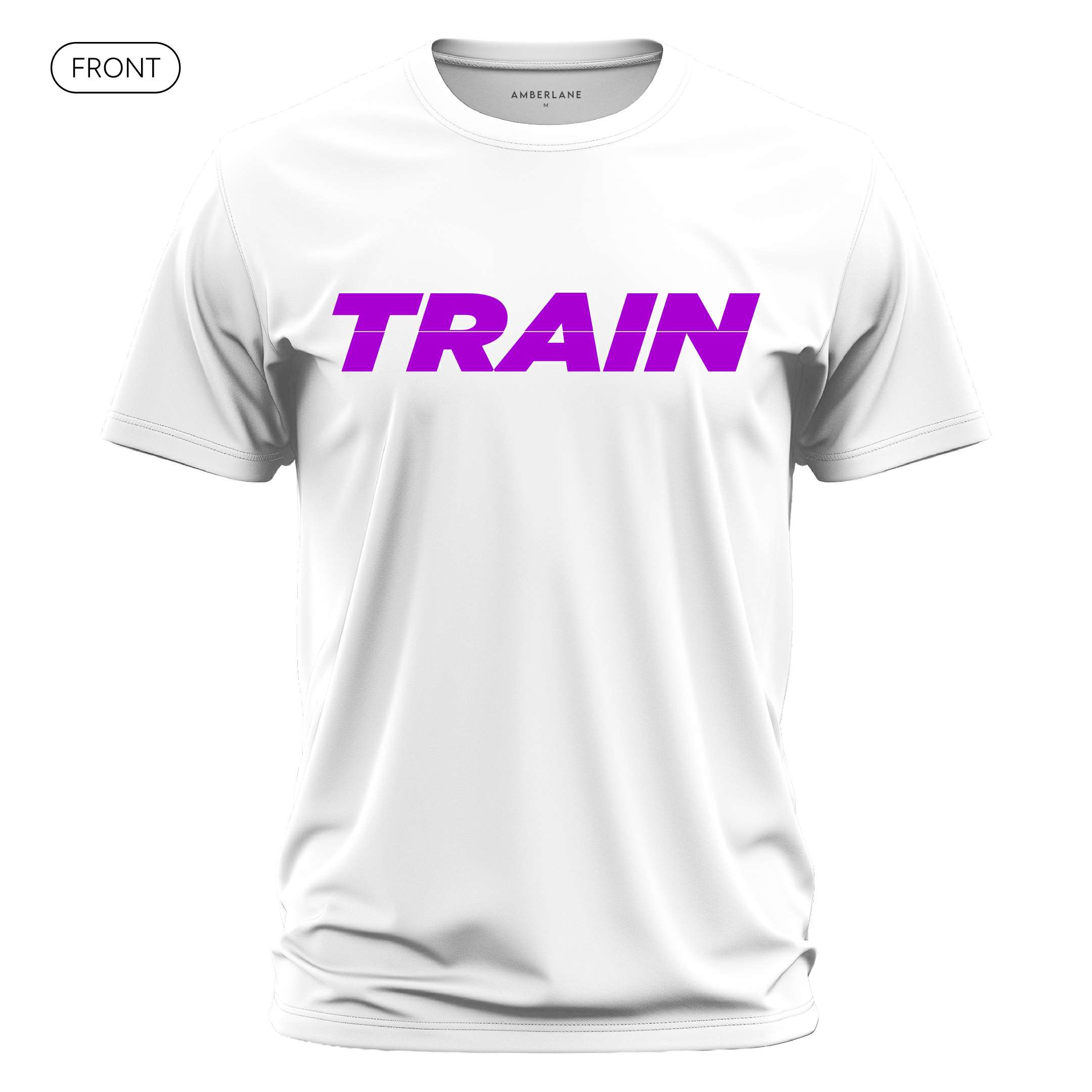 PurpleTrain_DriFitTee_Front_White_Mockup