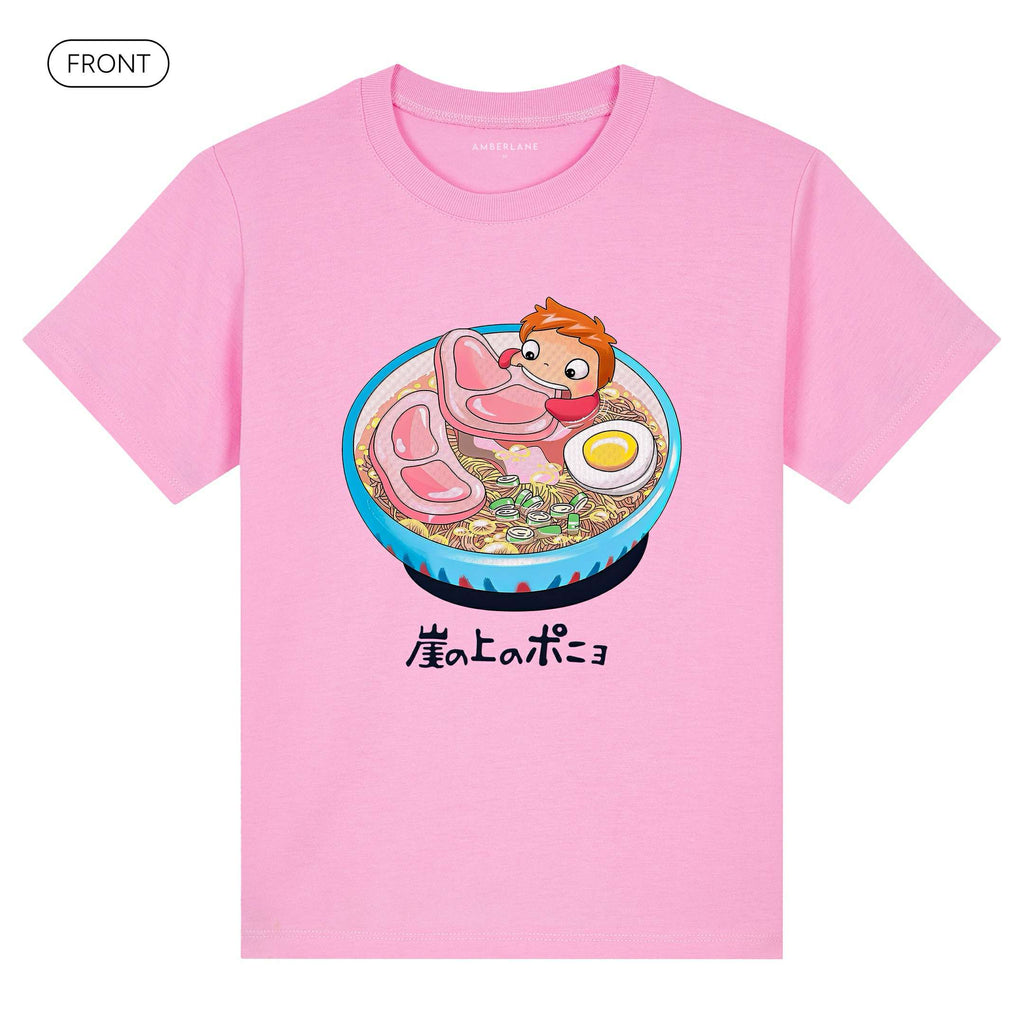 RamenPonyo_KidsBasicTee_Front_Pink_Mockup
