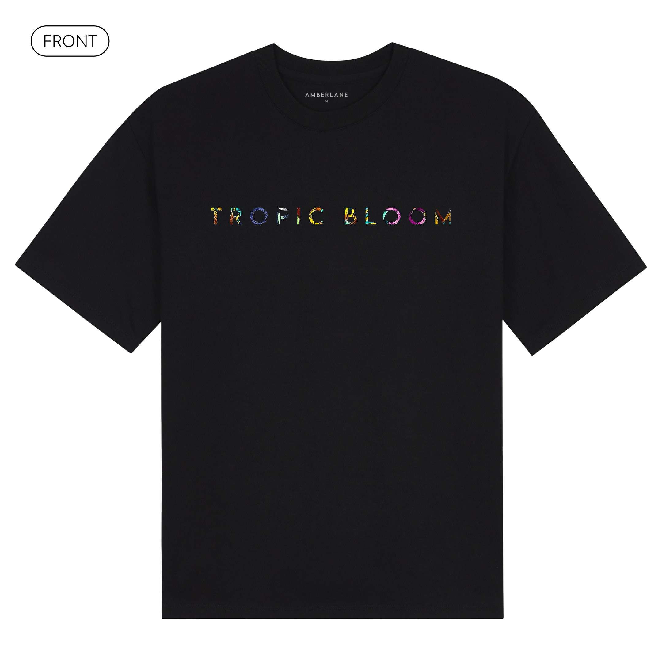 TropicBloom_BasicOversizedTee_Front_Black_Mockup