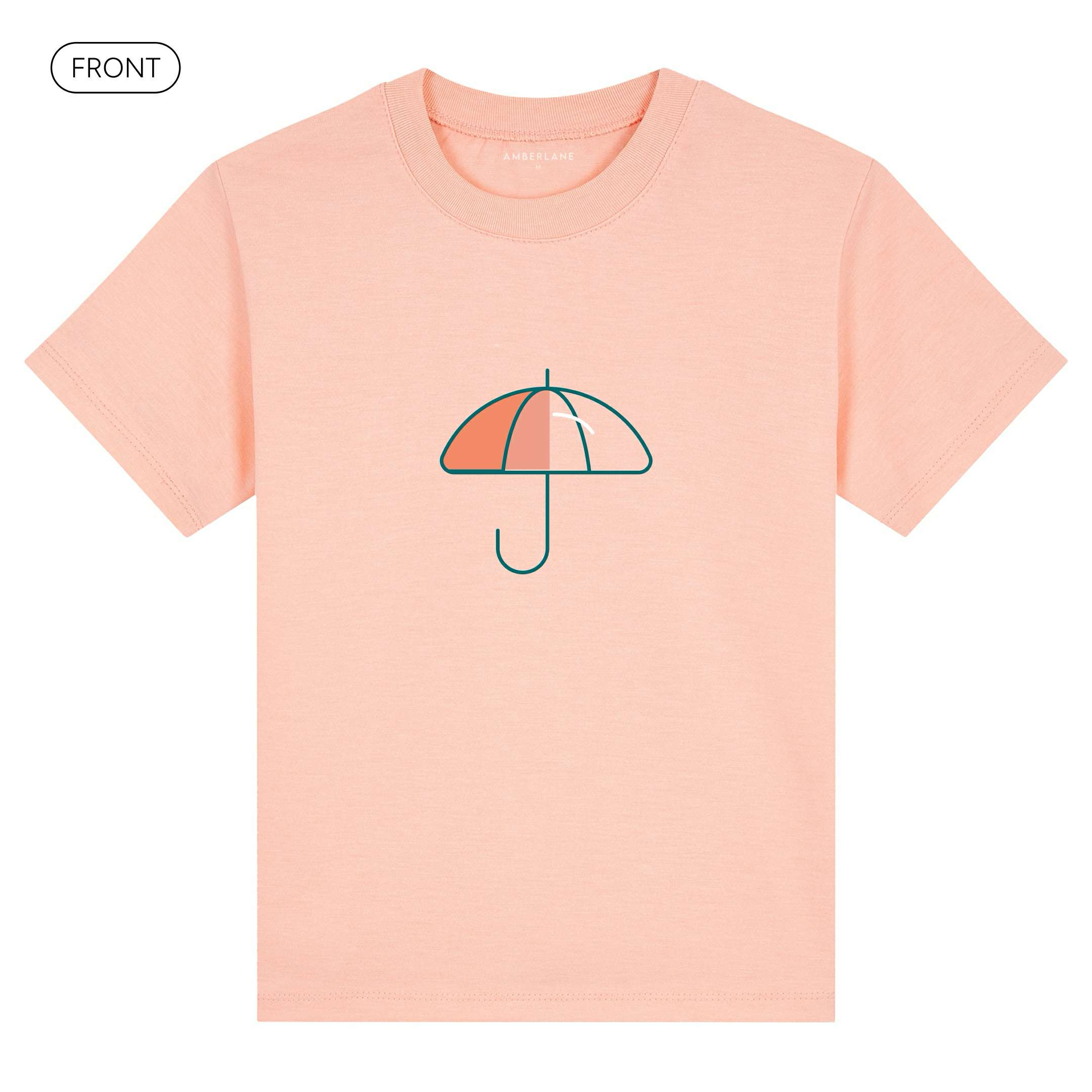 Umbrella_KidsBasicTee_Front_Peach_Mockup